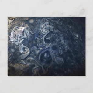 Carte Postale Planète Jupiter Blues Bleu Blanc Juno Cam Tourbill