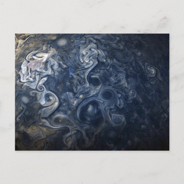 Carte Postale Planète Jupiter Blues Bleu Blanc Juno Cam Tourbill (Devant)