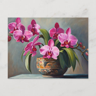Carte Postale Plante de fleurs d'orchidée rose en fleurs