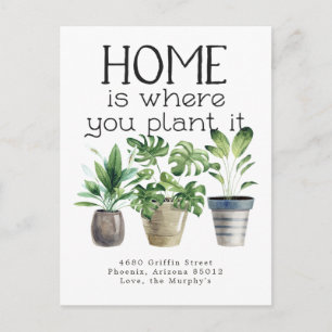 Carte Postale Plante en Pot   Annonce de Déménagement