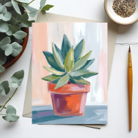 Plante grasse d'intérieur aquarelle botanique