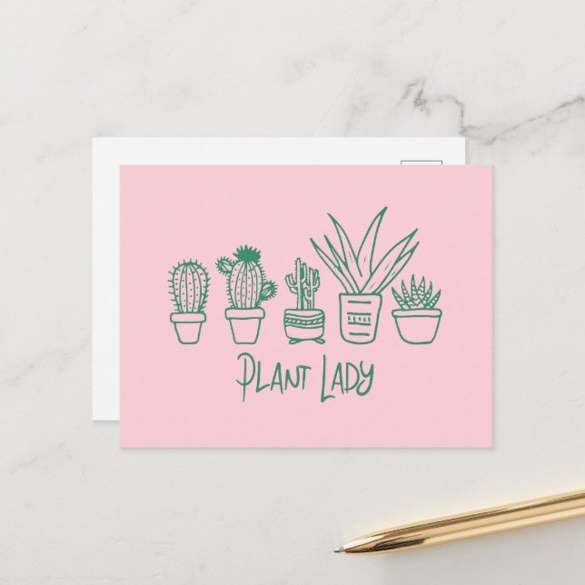 Carte Postale Plante Lady Cactus Louvain de jardinage succulent (Devant/Arrière en situation)