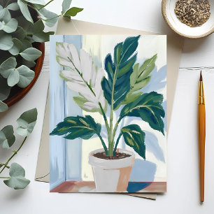 Carte Postale Plante Monstera   Peinture de pouce vert de plante