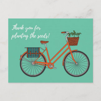 Carte Postale Planter le vélo orange des graines