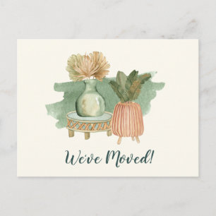 Carte Postale Plantes aquarelles Boho Déménagement Nouvelle Adre
