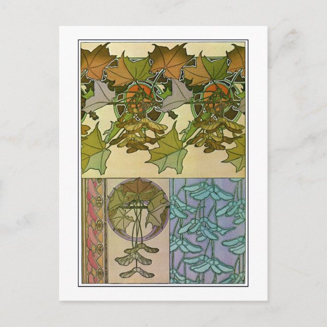 Carte Postale Plantes de style Art Nouveau, Mucha (Devant)