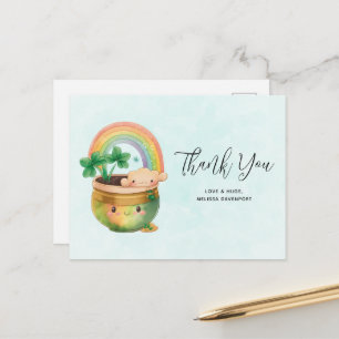 Carte Postale Planteur Whimsical avec arc-en-ciel et Merci de fe