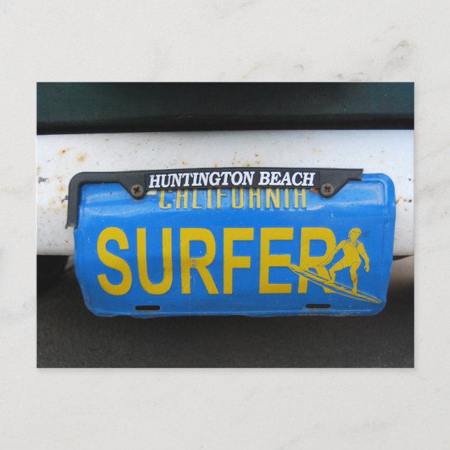 Carte Postale Plaque de licence de surfeur californienne (Devant)