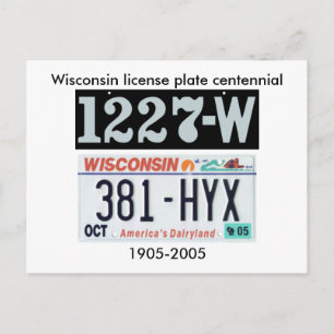 Carte Postale Plaque de licence du Wisconsin Centennial