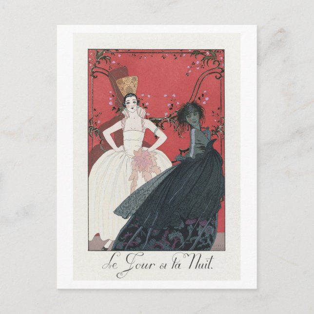 Carte Postale Plaque de mode Art déco "Jour et Nuit" par Barbier (Devant)