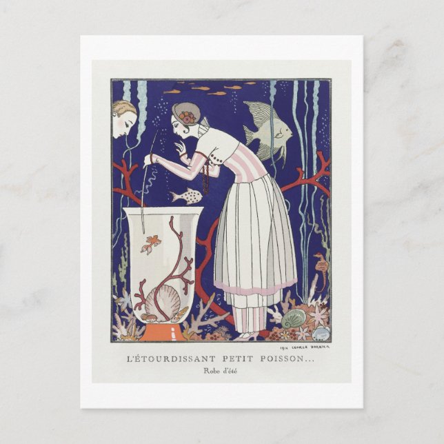 Carte Postale Plaque de mode Art déco pour robe d'été par Barbie (Devant)