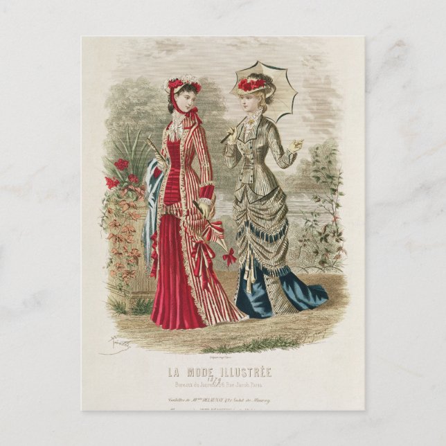 Carte Postale Plaque de mode montrant des casquettes et des robe (Devant)