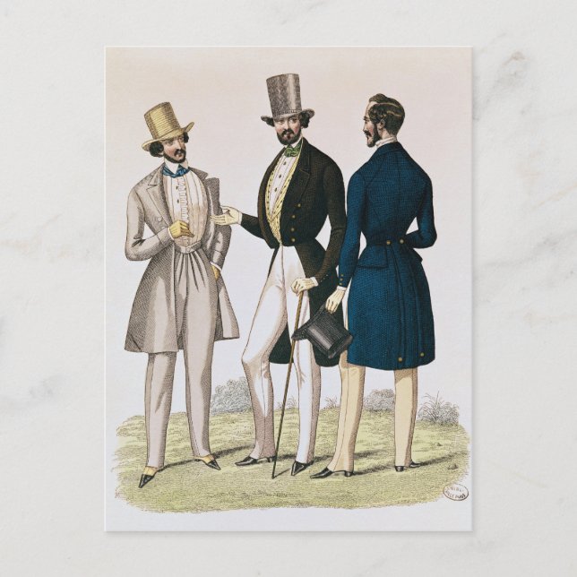 Carte Postale Plaque de mode représentant des vêtements masculin (Devant)