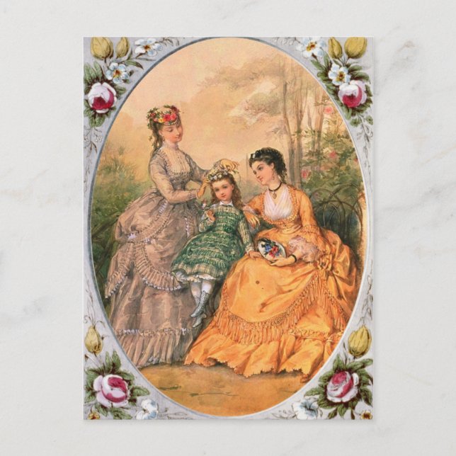 Carte Postale Plaque de mode victorienne Femmes et enfant (Devant)