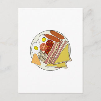 Carte Postale Plaque de petit-déjeuner anglaise frite