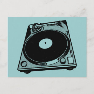 Carte Postale Platine Tourne-Disques Graphique en Noir