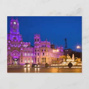 Carte Postale Plaza de Cibeles à la nuit à Madrid