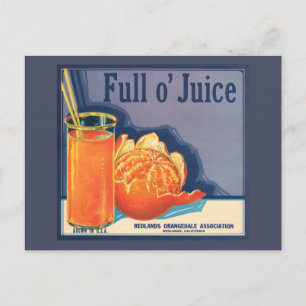 Carte Postale Plein o' Jus Vintage Orange Growers Annonce