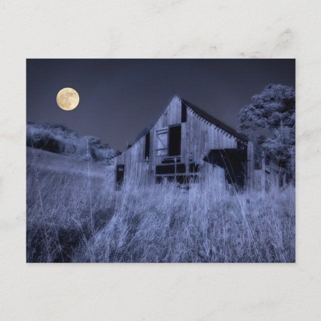 Carte Postale Pleine lune au-dessus | Vieille grange patinée (Devant)
