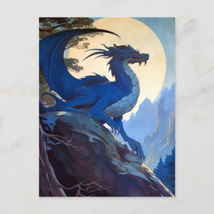 Carte postale Pleine lune de nuit Blue Dragon Imag