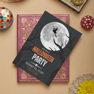 Carte Postale Pleine lune d'Halloween noire et orange