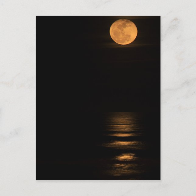 Carte Postale pleine lune d'or au-dessus d'océan (Devant)