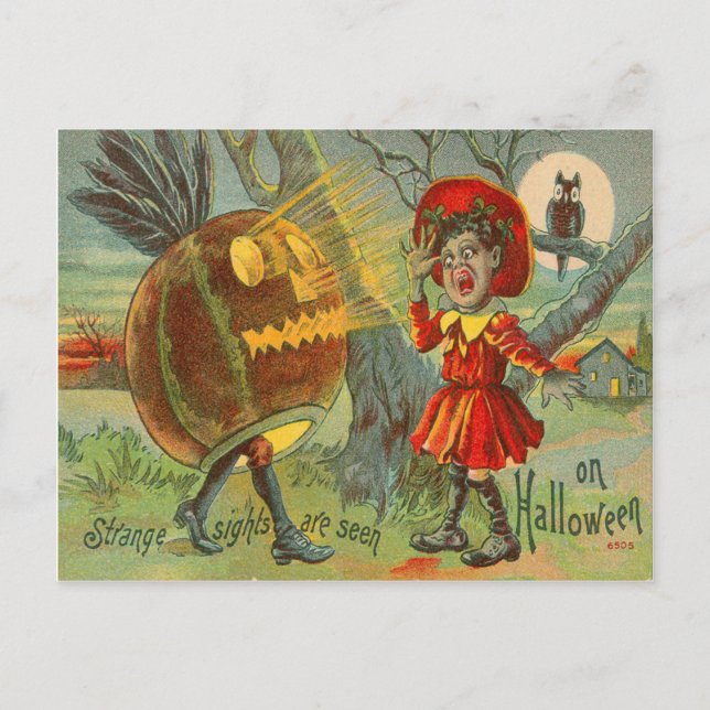 Carte Postale Pleine lune effrayée de la chouette Jack O'Lantern (Devant)