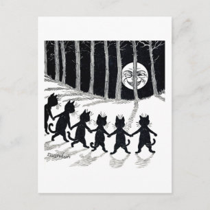 Carte Postale Pleine lune et chats, Louis Wain