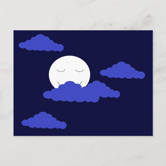 Carte Postale Pleine lune souriante avec nuages (Devant)