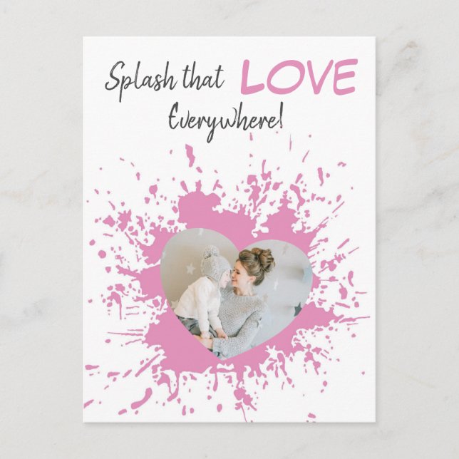 Carte Postale Plongée qui aime partout | Photo Coeur rose (Devant)