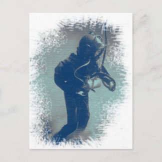 Carte Postale Plongée vintage plongée sous-marine à l'ancienne