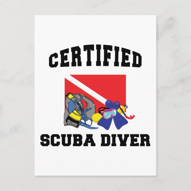 Carte Postale Plongeur Certifié SCUBA (Devant)
