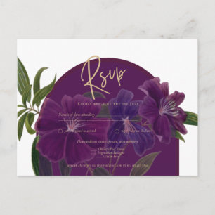 Carte Postale Plum d'aubergine Purple Floral Forêt Mariage vert