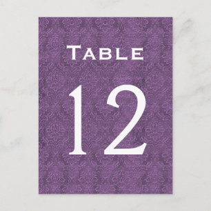 Carte Postale Plum Purple Mariage damassé Numéro de tableau 12 C