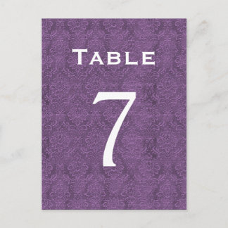 Carte Postale Plum Purple Mariage damassé Numéro de tableau 7 C2