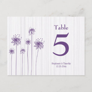 Carte Postale Plum violet rayures florales mariage numéro de tab