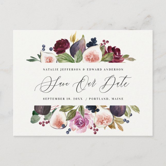 Carte Postale Plum violet, rose, bordeaux + mariage de gig (Devant)