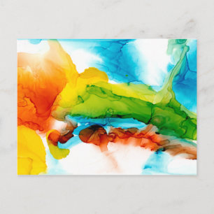 Carte Postale Plume primaire - aquarelles