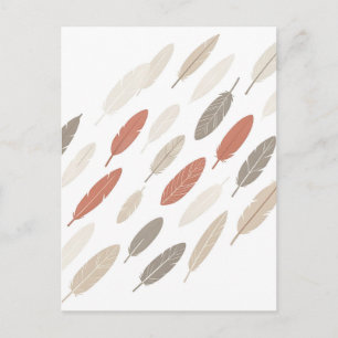 Carte Postale Plumes bohèmes rouille taupe motif diagonal