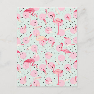 Carte Postale Plumes de Flamant rose sur Pois 2
