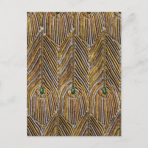 Carte Postale Plumes de paon doré