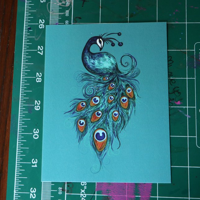 Carte Postale Plumes de paon Peacocks Turquoises (Créateur téléchargé)