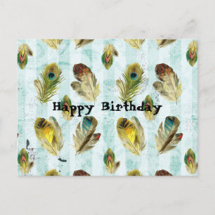 Carte Postale Plumes vintages Joyeux anniversaire