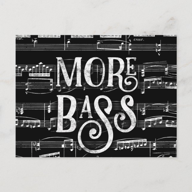 Carte Postale Plus Bass Chalkboard - Black White Music (Devant)