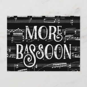 Carte Postale Plus Bassoon Chalkboard - Black White Music