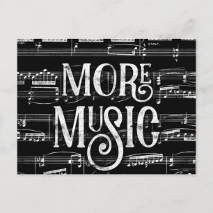 Carte Postale Plus de Musique Tableau Noir - Musicien Blanc Noir
