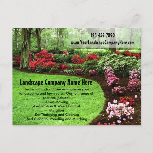 Carte Postale Plush Green Paysage Entretien de pelouse (Devant)
