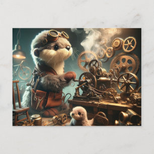 Carte Postale Plush Steampunk Otter et Seal