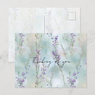 Carte Postale Plutôt romantique Violet Floral Penser de vous