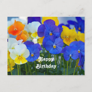 Carte Postale Plutôt Violet Pansies Florales Photo Anniversaire